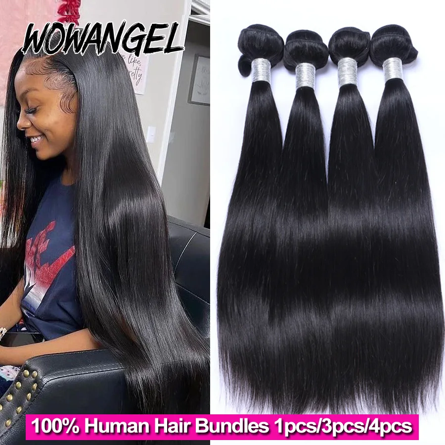 Wow Angel 28 30inch Bone Straight Human Hair Bundles 1/3/4 pieces 10A Peruvian Remy Hair Extensions Weave Bundles Virgin Hair