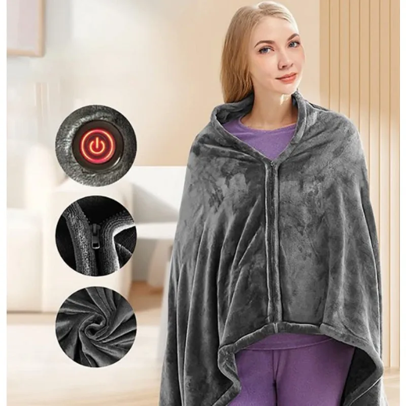 Electric Heating Shawl Blanket Coral Velvet Warm Body Covered Shawl Bucket Usb Rechargeable Heating Blanket electric heating blanket