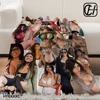 Mia Khalifa Blanket Aesthetic Art Flannel Blanket Portable Home Travel Camping Sofa Picnic Blue Flannel Blanket 3