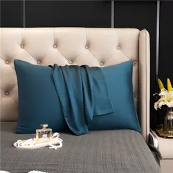 Luxurious Natural Silk Pillowcase - Ultra - Soft Solid Color Bedding Cover - Custom size 1pc (Dark blue)