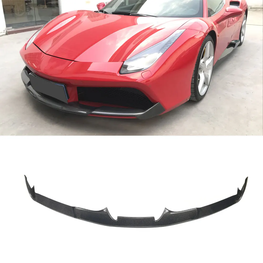

Сухое углеродное волокно/ФАП передний бампер для губ спойлер для подбородка из ФАП Неокрашенный Черный Бампер для Ferrari 488 N Style 2015-2018