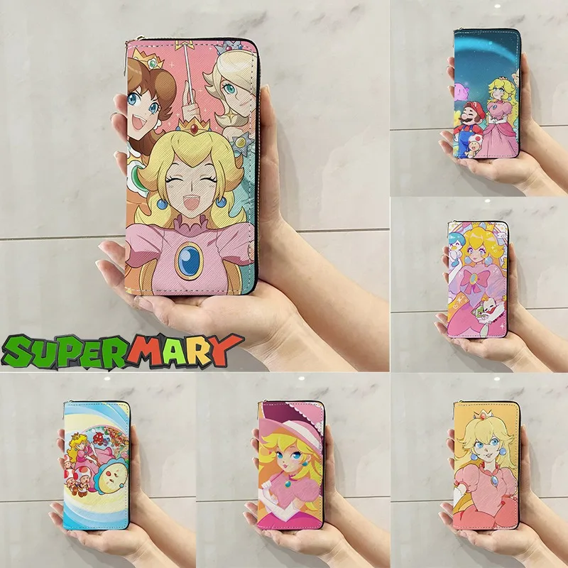Super Mario Bros Portamonete Da Donna Cartoon Girls Portafoglio Lungo Di Grande Capacità Anime Bambini Multi Card Slot Coin Card Storage Bag