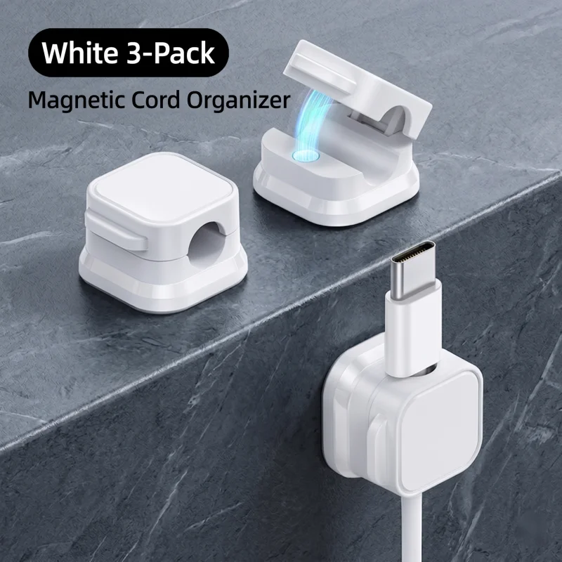 3pcs 코드 정리 홀더 마그네틱 데스크탑 케이블 클립 관리 주방 가전용 숨겨진 전화 충전 코드 홀더