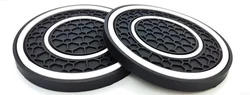 Set of 2 Anti - Slip Car Console Coasters - 7cm Honeycomb Design (2pcs - white)