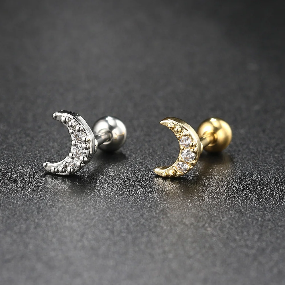 1ピース耳珠ロックピアス,ヘリックスピアス,トレンディなzircon