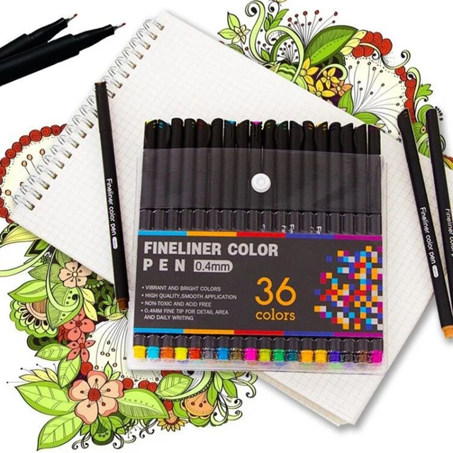 Professional 12/24/36/48/60/100 Color Set 0.4mm Micro Tip Fineliner Pen  Drawing