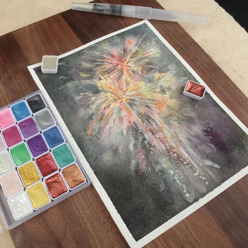 Pearlescent Watercolor Pigments, Painted Watercolor, Solid Metal Packaging, Traditional Chinese Painting, Nail Art, Thangka, Gol