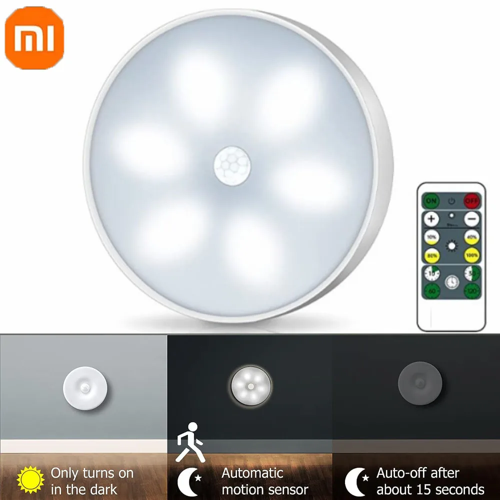 

Ночник Xiaomi с датчиком движения, перезаряжаемый настенный USB светильник с регулируемой яркостью для спальни, прикроватного столика, кухни, кабинета