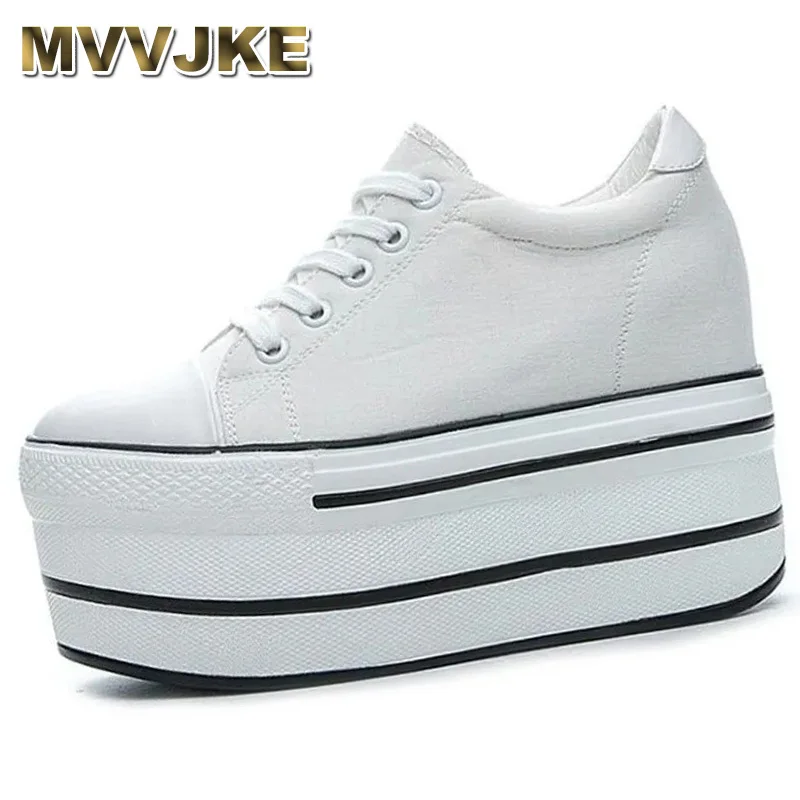 

Women Platform Wedge Chunky Sneaker Canvas 10CM Casual Comfortable Shoes New Spring Autumn High Brand Breathable Vulcanize Shoes