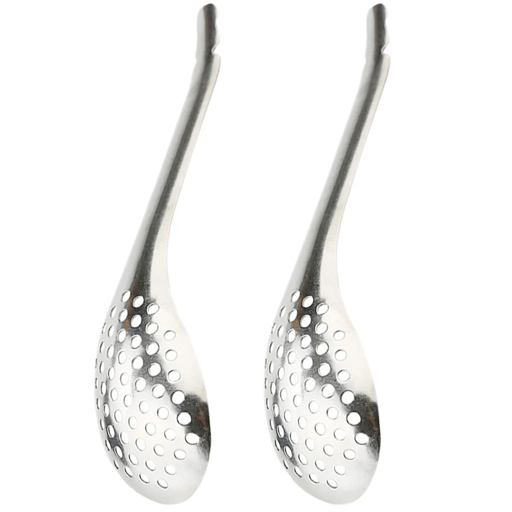 

Restaurant Stainless Steel Store Caviar Slotted Spoons Practical Small Cooking Gadgets Colander for Cooking (Silver)
