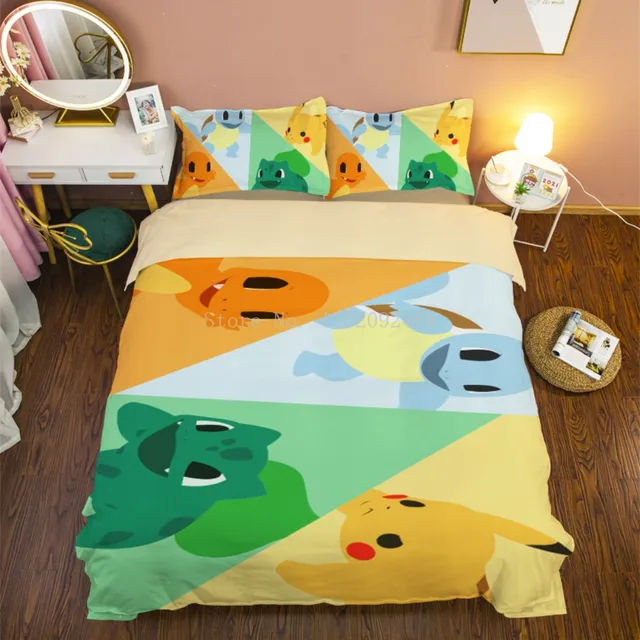 Pokemon Anime Kawaii Pikachu Cartoon Bedding Set Duvet Comforter