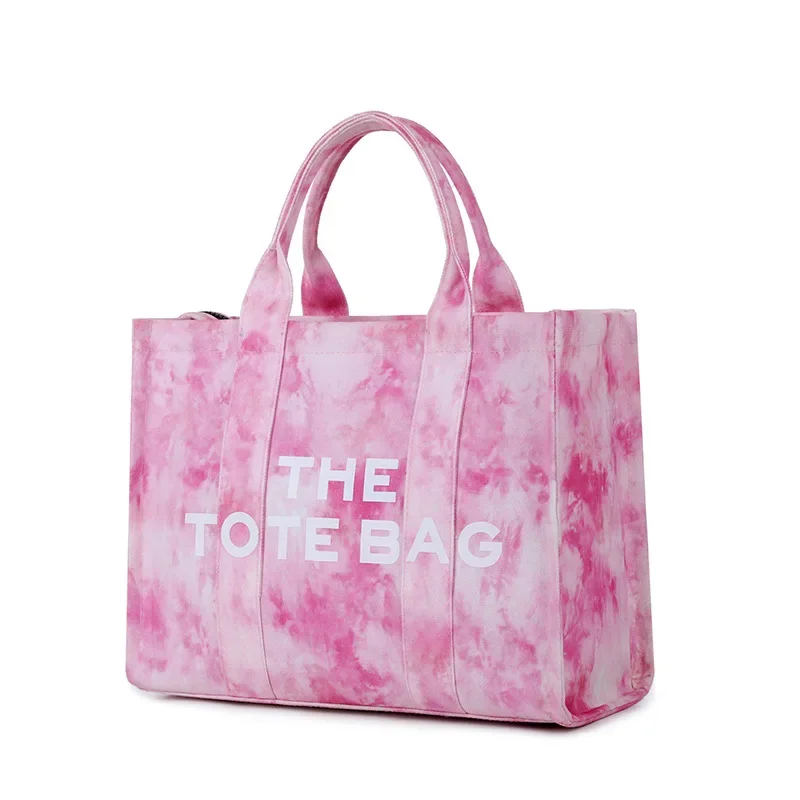 

New 2024 Women's Bag Canvas Monogram Single Shoulder Tote Bag Simple Tie-dye Large Capacity Commuter Crossbody Bag Student Bag