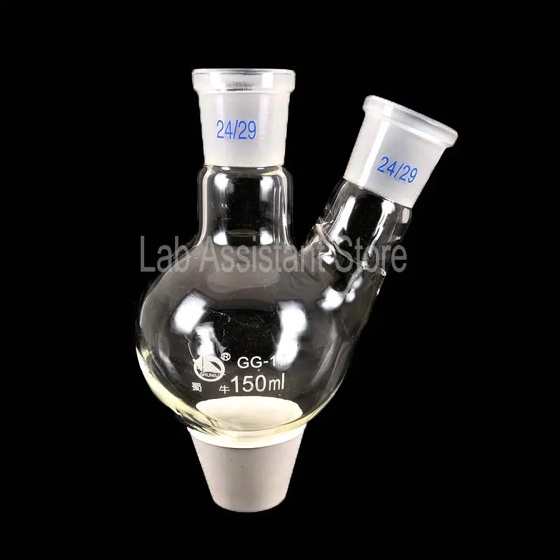 2 넥 유리 플라스크, 둥근 바닥, 높은 붕규산염 유리 반응 플라스크, 화학 실험실 용품, 100ml-2000ml, 1 개