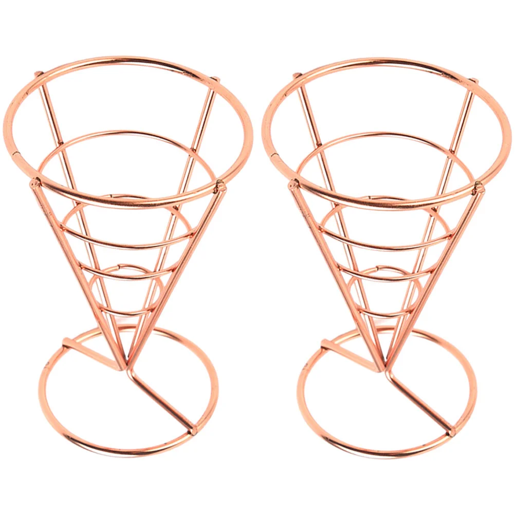 2 Pcs Appetizer Serving Racks Cardboard Trays Cone Snack Holder Basket French Fries Cups Bracket Stand for