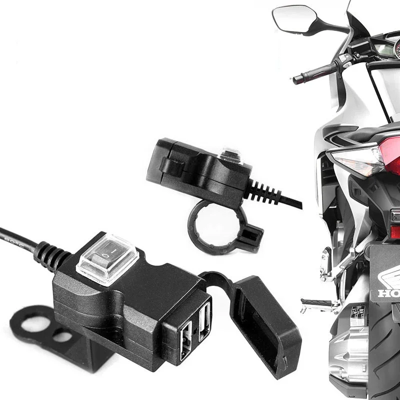 Motorcycle Handlebar Charger WaterproofAdapter Power 12V-24V Dual USB Port  accesorios para moto  motorbike accessories