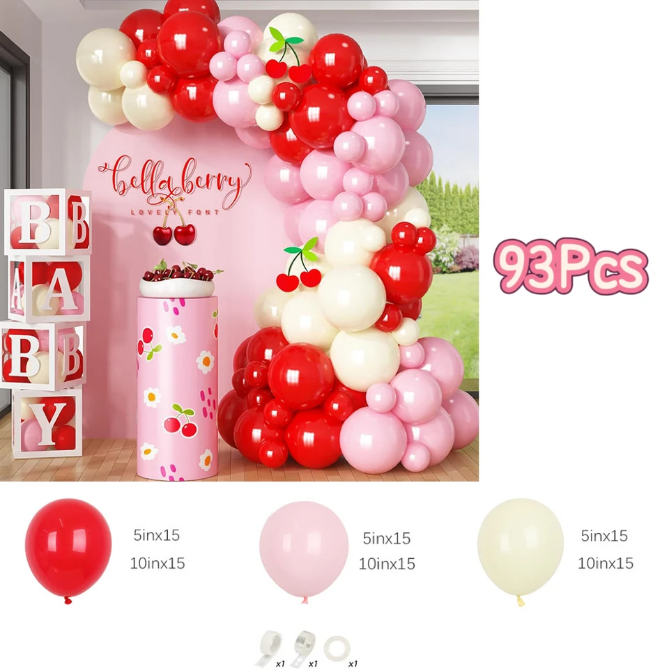40 Palloncini Rossi E Bianchi Per Feste, 30 Cm, Con Coriandoli E Nastri, Decorazioni Compleanno Matrimonio