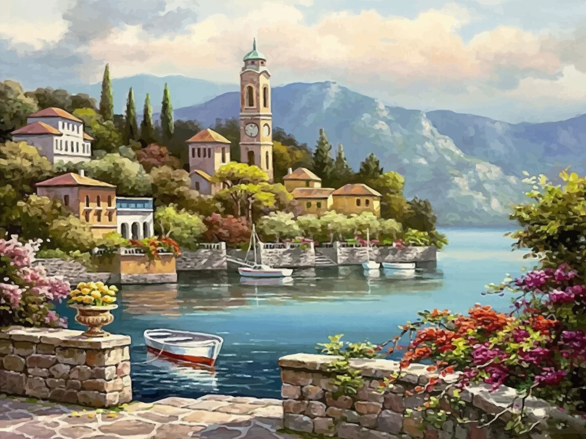 

50083204-Tulip diy digital oil painting acrylic flower painting explosion hand-filled landscape painting