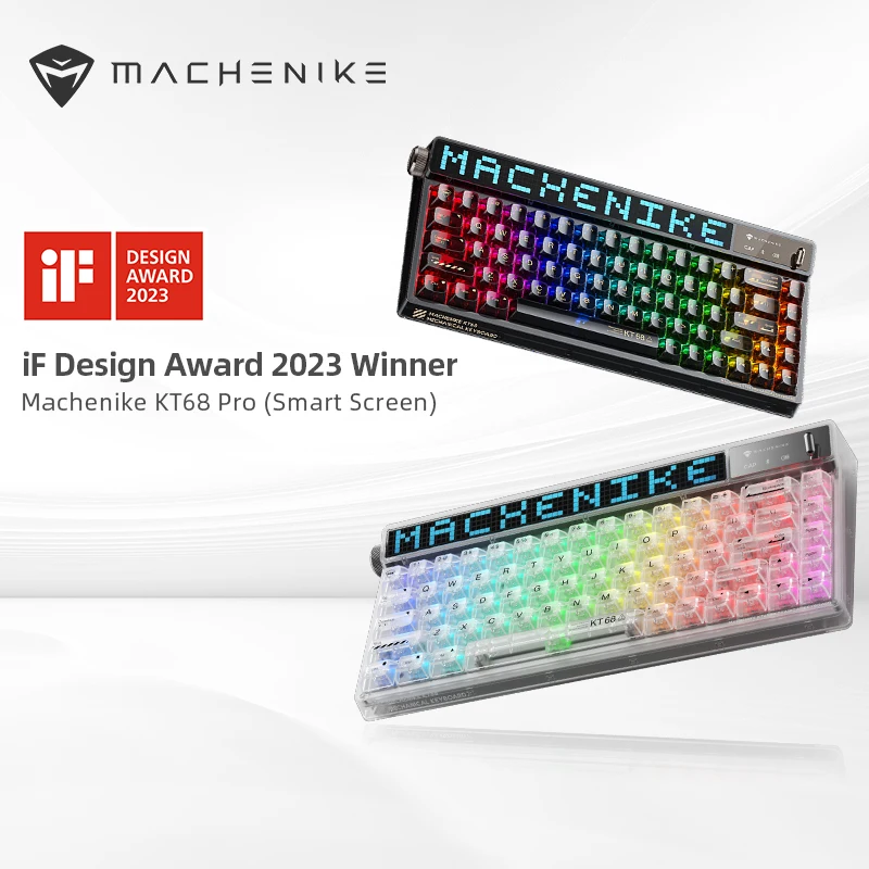 Machenike KT68 Pro Smart Screen Mechanical Keyboard 65% Form Factor Full Key Hot-swap RGB Backlit GATERON Keyswitch For Gamer