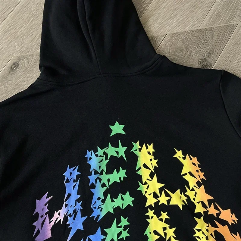 

24ss Black Sport Hoodie Men Women 1:1 Best Quality Printing Star Oversized Sweatshirts