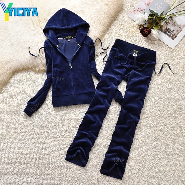 YICIYA juicy Apple Velvet Tracksuit Women Tracksuit Two Piece Pants Set 2022 Velour Suit Hoodies Zipper Sweatshirt And Sweatpant