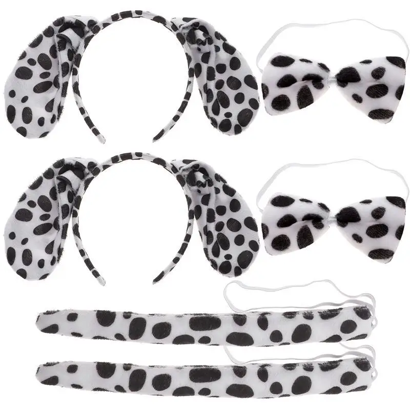 Hair Bands Hair Band Hair Accessories Halloween Headband Cosplay Headpiece Cosplay Accessories 2 Sets Animal Headband Dalmatian Ears Bow Ties Dog Puppy Headband Sets Animal Headgear Tail Children Stage
