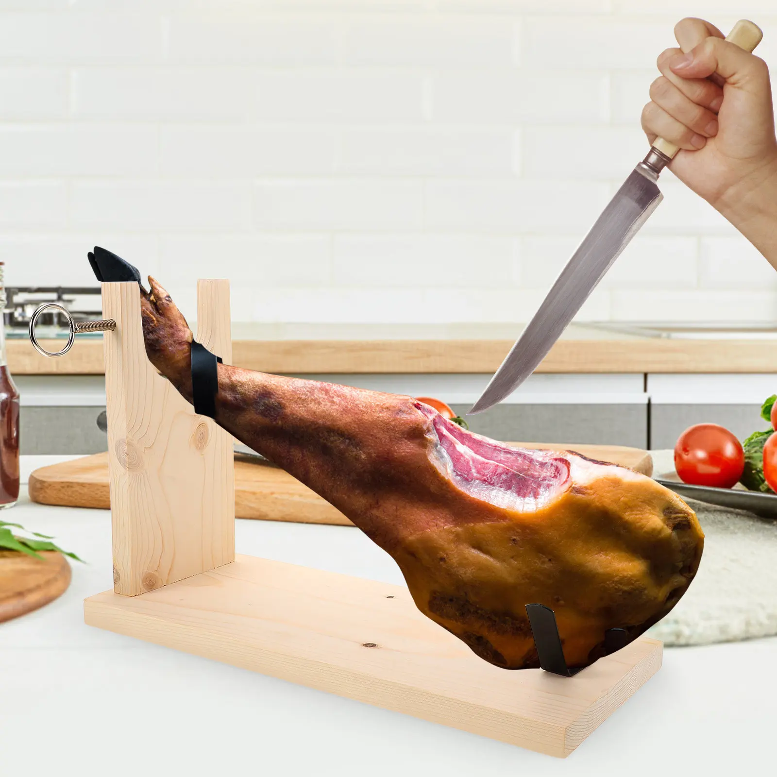 Supporto in legno sagomato per prosciutto spagnolo - immagine 2