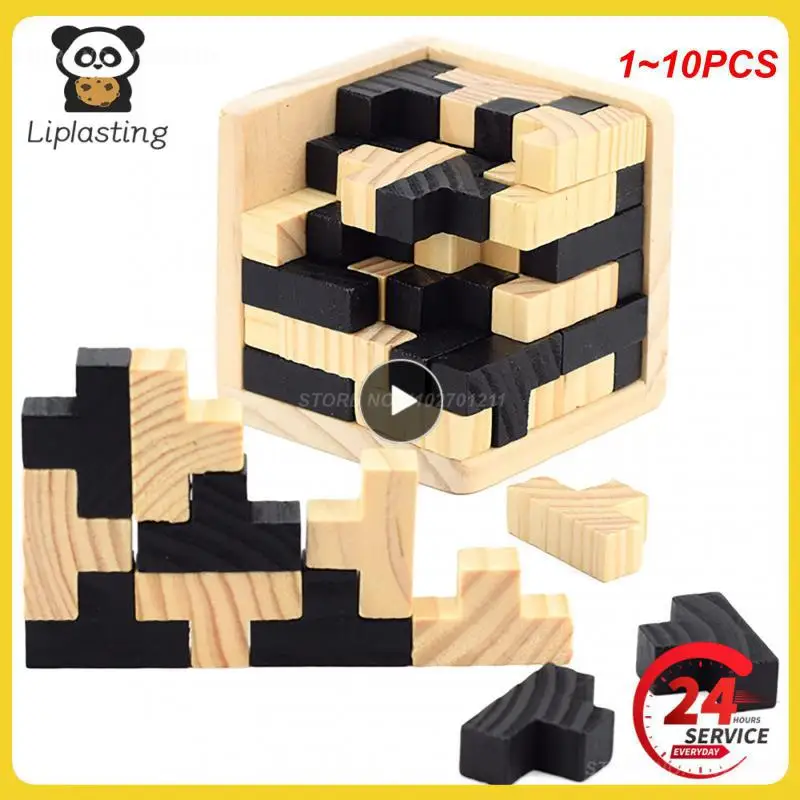 

1~10PCS Creative 3D Wooden Cube Puzzle Ming Luban Interlocking Educational Toys For Children Kids Brain Teaser Early Learning