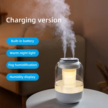 2.5L Large Capacity Ultrasonic Cool Mist Humidifier Dual Spray USB Powered with Night Light 1