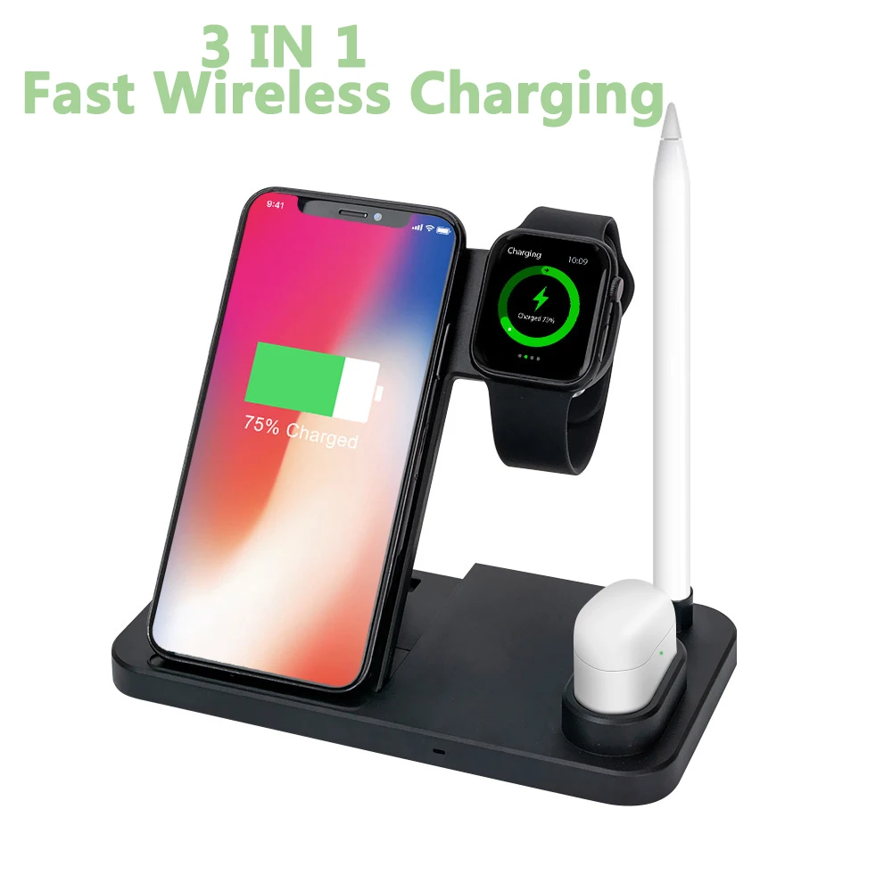 

4 in 1 Wireless Charger Stand For iPhone 14 13 12 Apple Watch IWatch AirPods Foldable Fast Charging Station For Samsung Galaxy