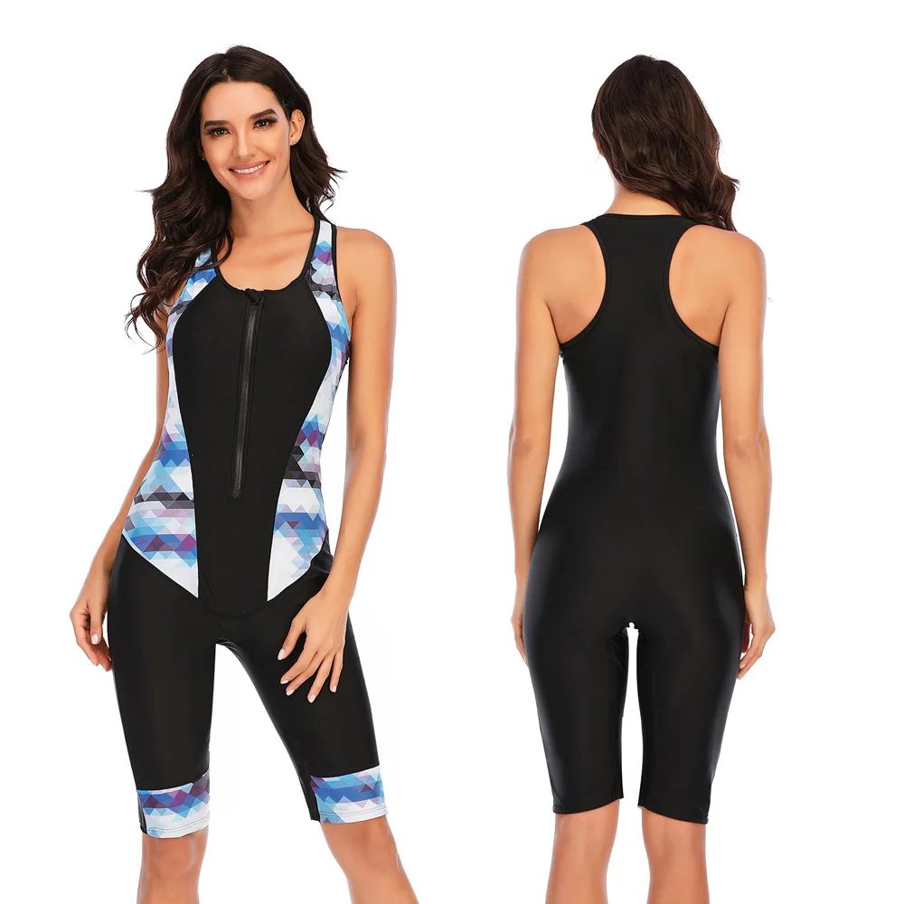 

Sleeveless One-Piece Women's Swimsuit Patchwork Beach Summer Clothes Female Windsurf Surfing Diving Wear Whole Woman Swimwear