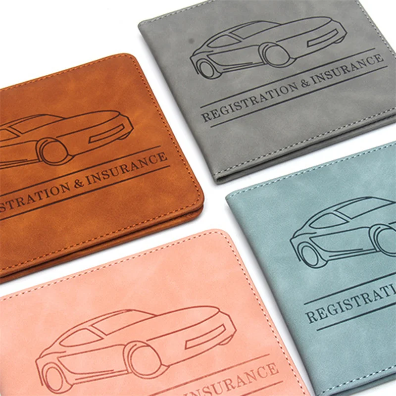 Leather Registration And Insurance Card Holder Men Women - View #8