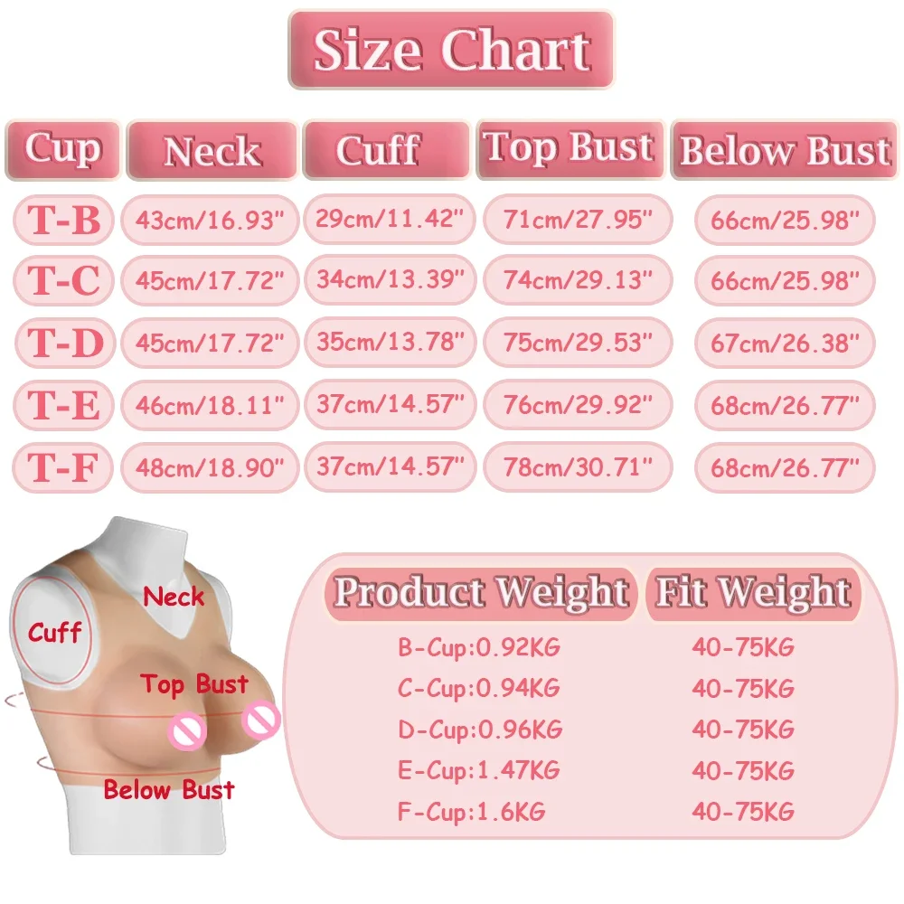 Silicone Breast B/C/D/E/F Cup Fake Boob Transgender Shemale Crossdresser Beginner Sissy Cosplay Chest Artificial Silicone Breast