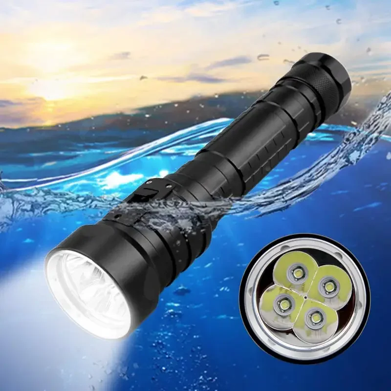 Description Picture 2 of itemPowerful LED Diving Flashlight Super Bright Professional Underwater Torch Flashlight Waterproof Rating Lamp Using 18650 Battery