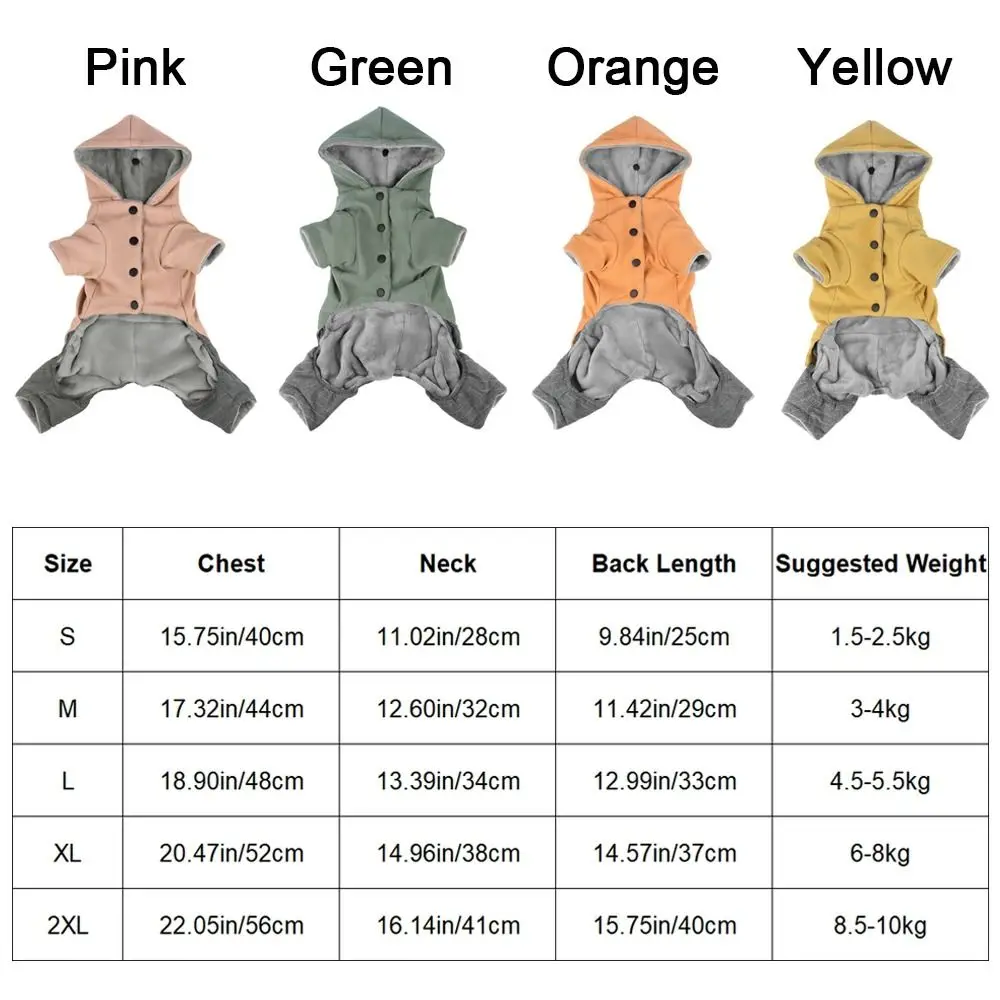 패션 두꺼운 네발개용 옷 부드럽고 편안한 강아지 겨울 코트 따뜻한 모자 달린 강아지 후드티 데일리 워킹