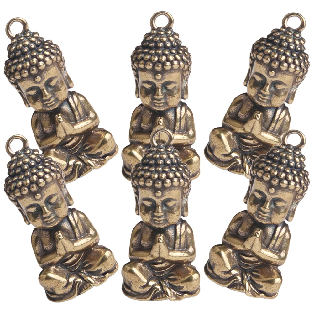 

6pcs Buddha Pendants Charms DIY Key Pendant Charms Brass Key Ring Pendant DIY Craft Ornament