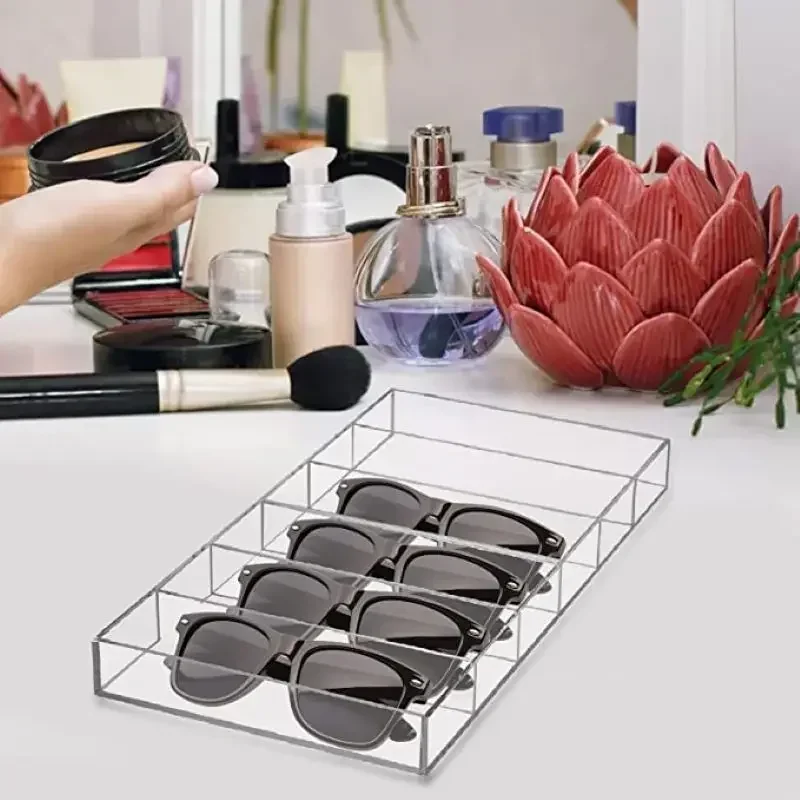 

Stand Clear Lipstick Eye Case 6 Brush Box Grids Polish Cosmetics Finishing Sunglass Display Makeup Glass Nail Storage Organizer