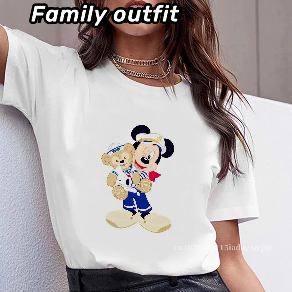 

Disney Bear Duffy ShellieMay T Shirt Women Kawaii Summer Cartoon T-shirt Let's Always Be Friends Graphic Funny Harajuku Tshirt