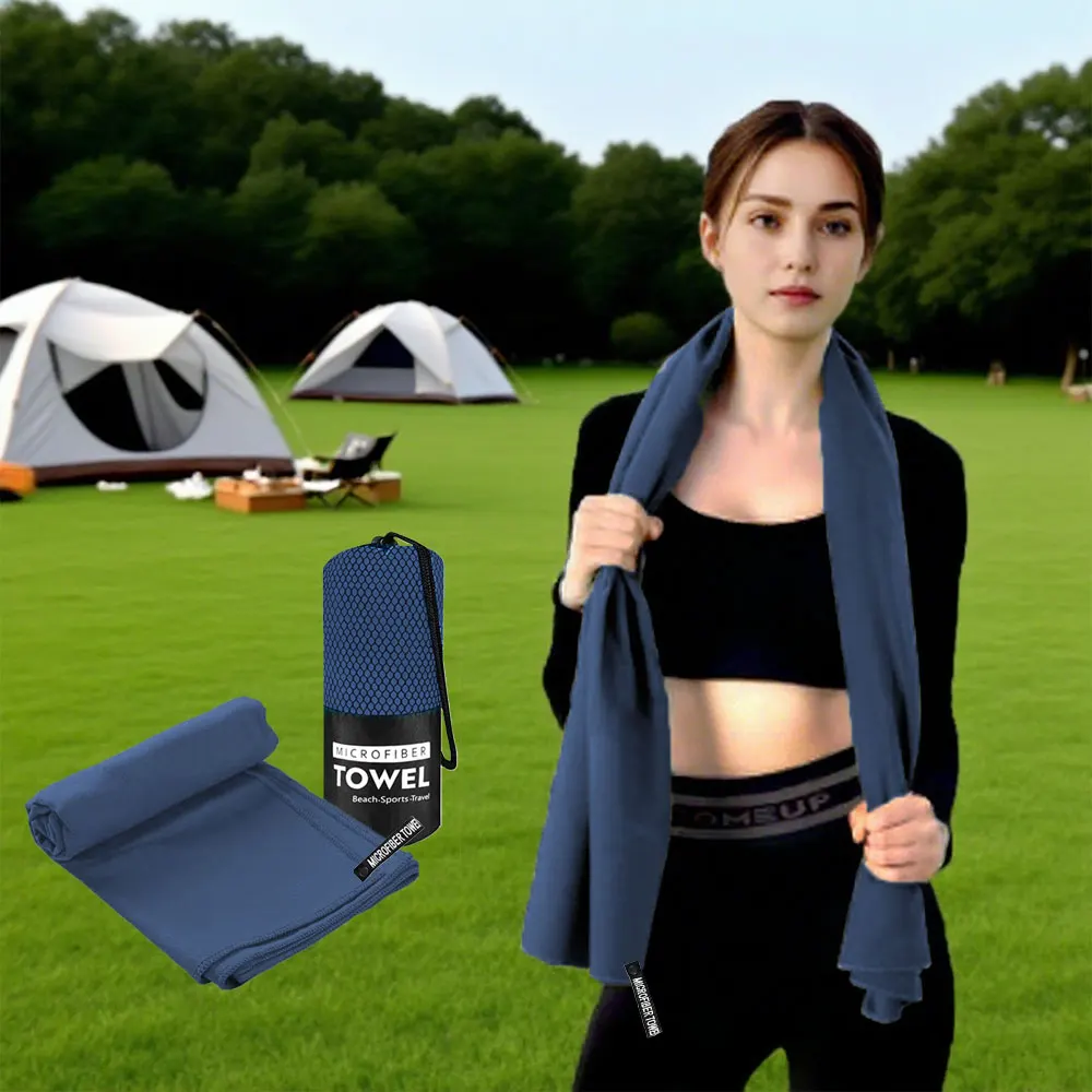 마이크로화이버 스포츠 타월, 속건성 냄새 방지 캠핑 타월, 메쉬 백이 포함된 컴팩트한 여행용 액세서리, 요가, 체육관, 수영용, Vari