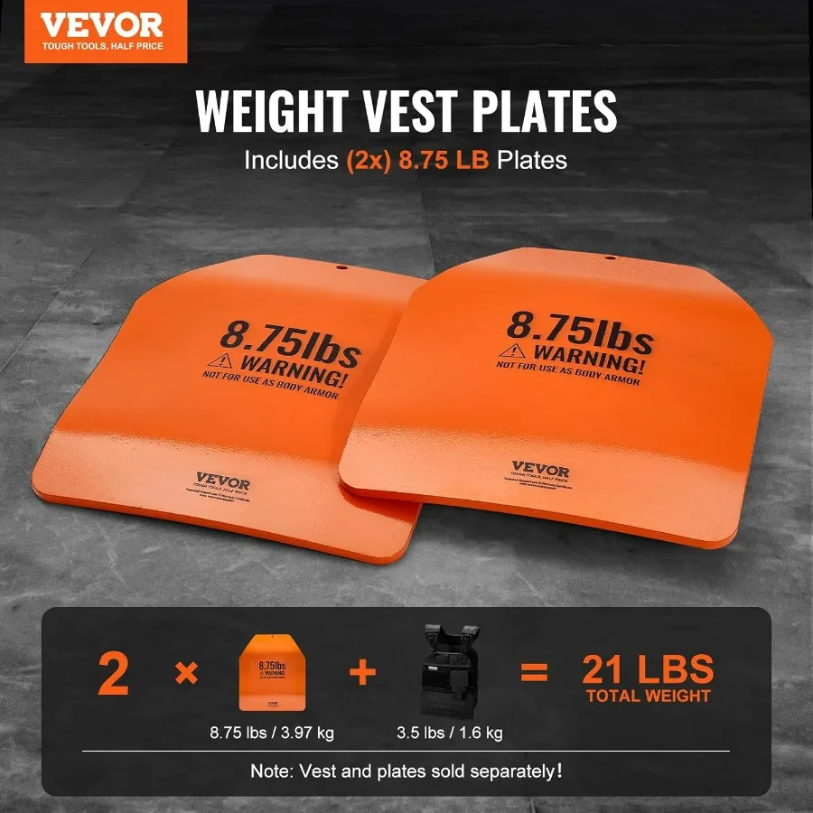Weight Vest Plates,8.75 LB Pairs, Premium Steel Weighted plates, Additional Weight for Weight Vests, for Strength Training, Runn