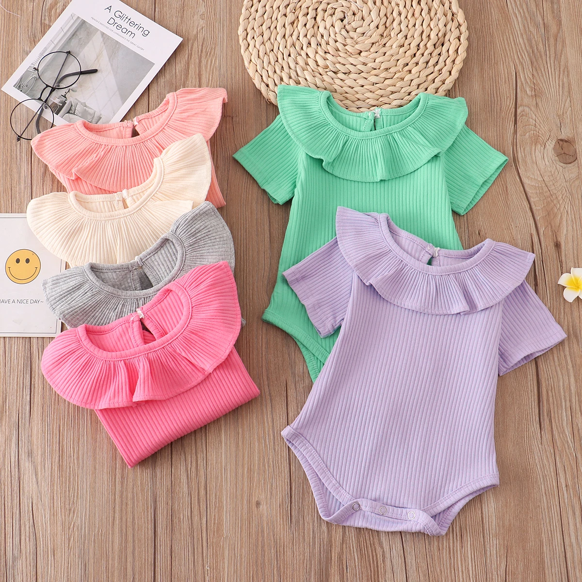 Newborn Infant Baby Rompers 0-2Y 2022 Spring Summer Candy Ruffles Jumpsuit New born Baby Girl Clothes Outfits baby knitted clothing set