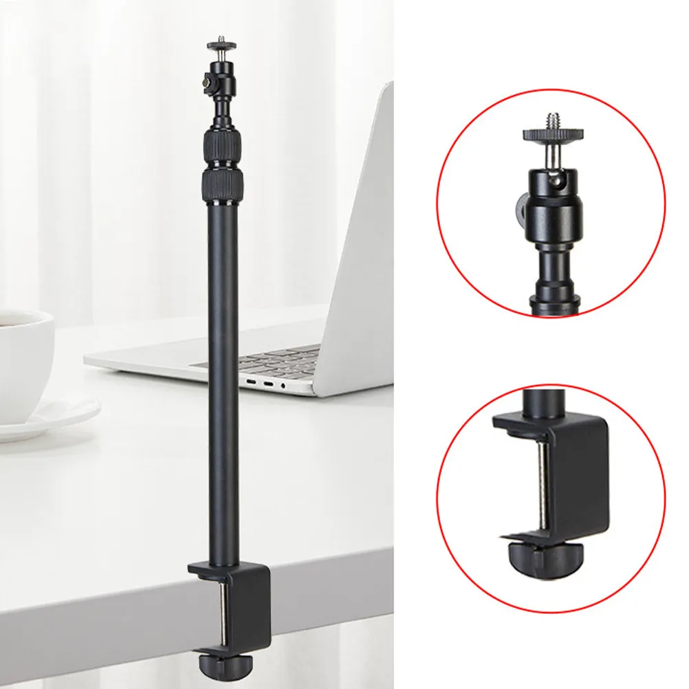 카메라 데스크 마운트 조절식 테이블탑 클램프 스탠드 385-935Cm 텔레스코픽 알루미늄 합금 볼 헤드 360도 회전 사진 조명