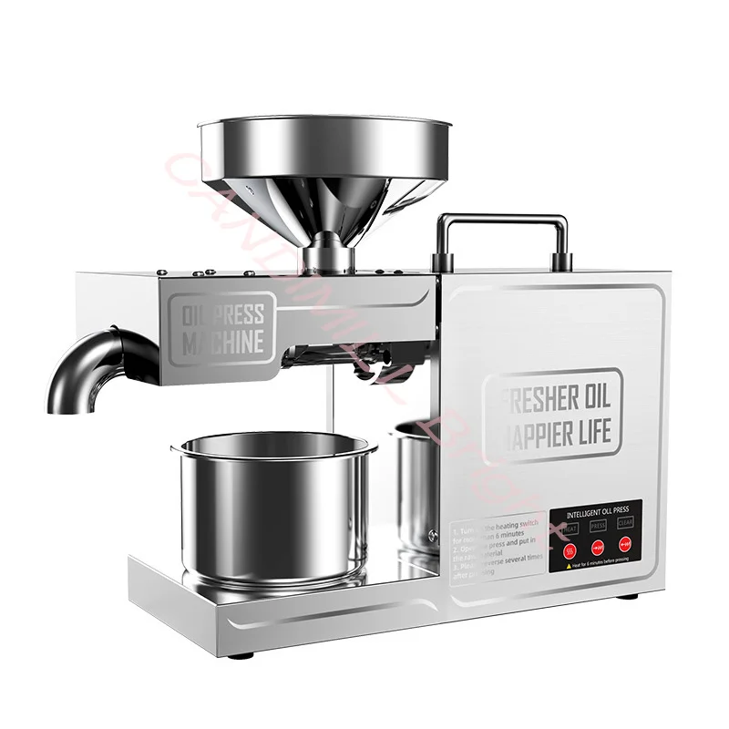 Household Oil Press Oil Extraction Machine Cold Heat Olive Sunflower Seeds Hydraulic Intelligent Stainless Steel Automatic