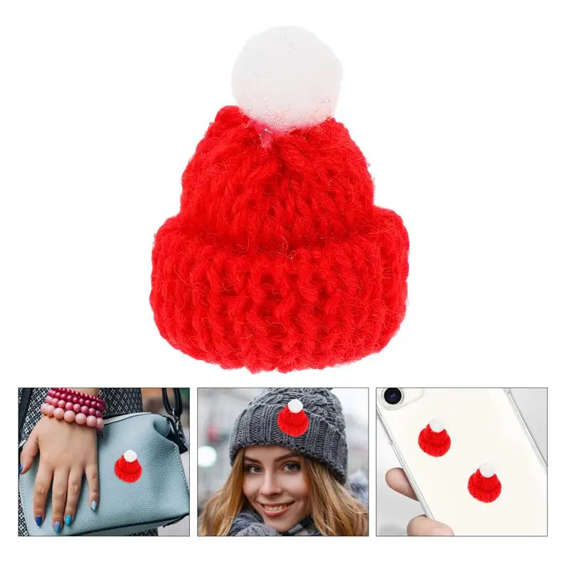 Mini Christmas Hats For Xmas Party Decor Knitted Small Santa Claus Hats Home Party DIY Handmade Crafts Accessory 10PCS christmas beanie hat