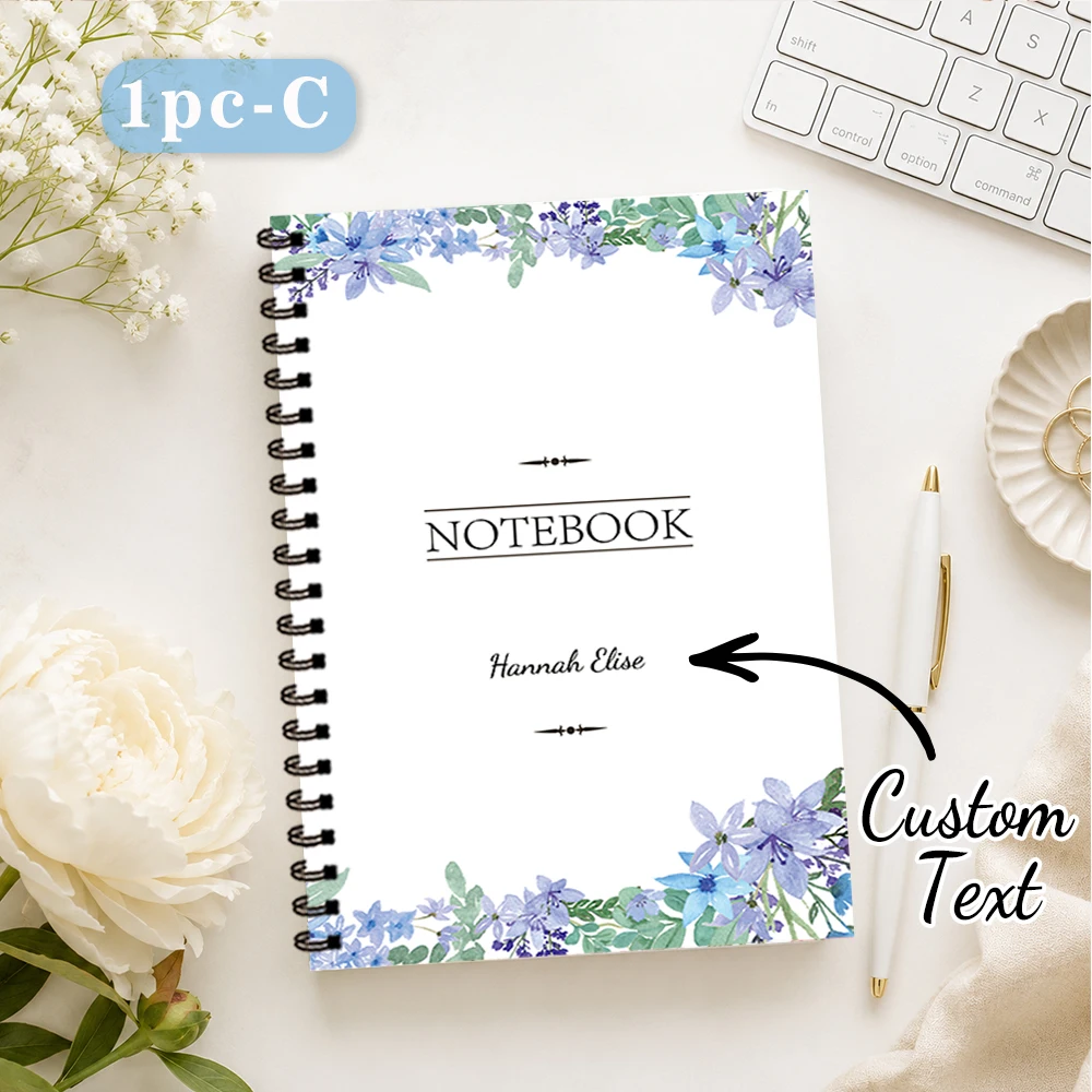 1개/2개, 맞춤형 꽃무늬 노트, DIY 텍스트, 50매, 여행 및 일기장에 적합, 노트/다이어리/스프링 노트.