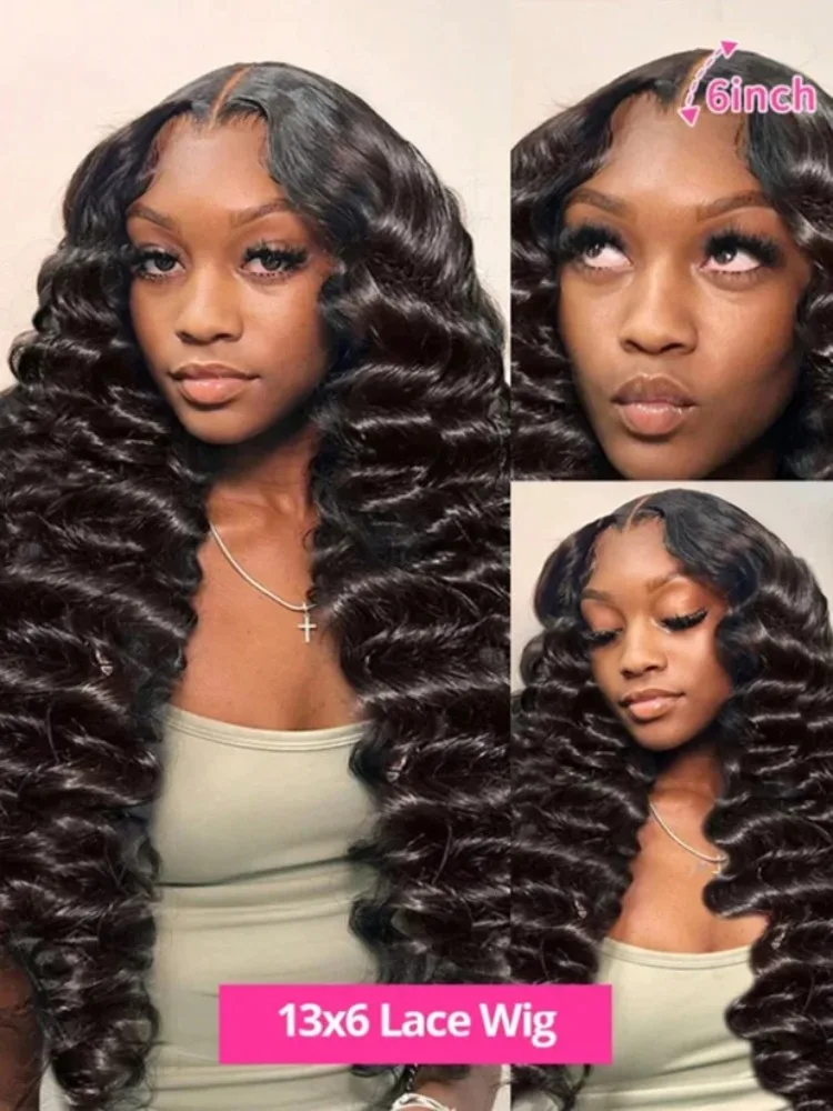13X4 Curly Wig Human Hair 40 Inch Deep Wave Lace Front Wigs Human Hair 250 Density Wigs Human Hair Pre Plucked With Baby Hair