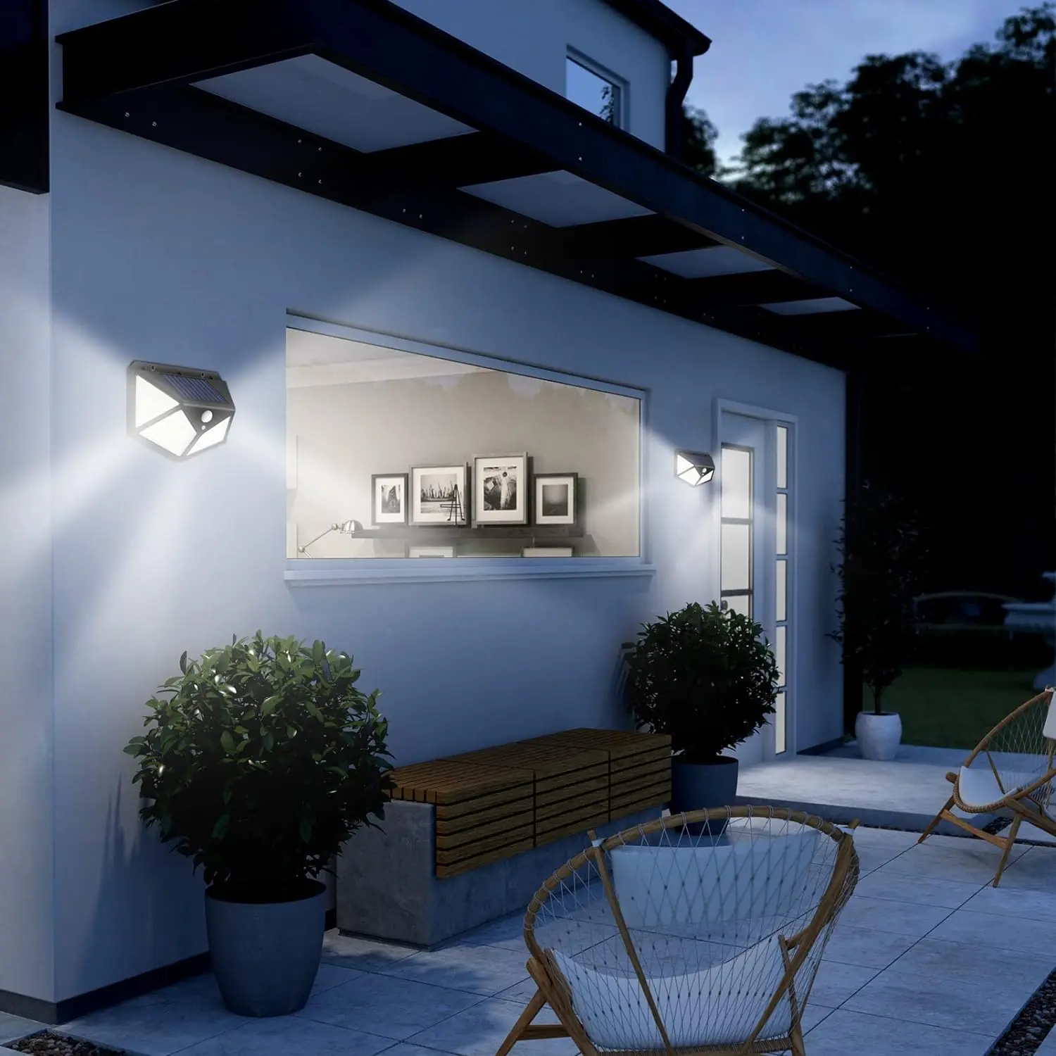 Solar Lights Solar Wall Lamp Solar LED Lights 100 LED Solar Wall Lamp 4 Sides Luminous With Motion Sensor Human Induction Courtyard Waterproof Stairs Outdoor Wall Light