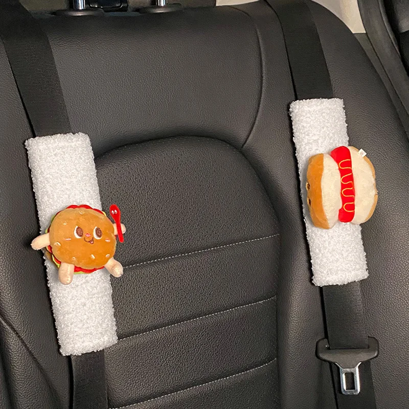 Housse de ceinture de siège de voiture, jouet dessin animé mignon pour bébé  Style frites modèle Hamburger en peluche, coussinets de siège de voiture  pour adultes 2 pièces - AliExpress