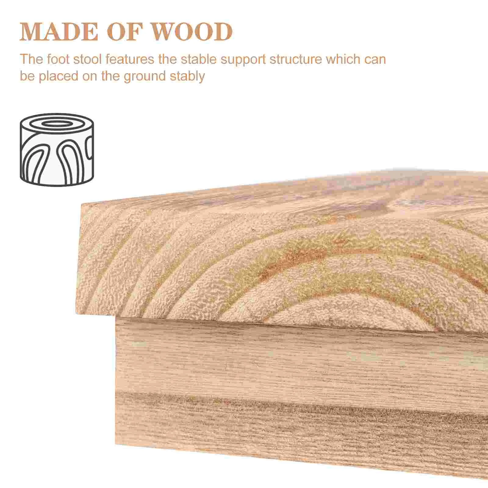 Wooden Foot Stable Support Lightweight Space Saving Home Furniture Kids Bench Bedroom Bedside Toddler Footrest Wood