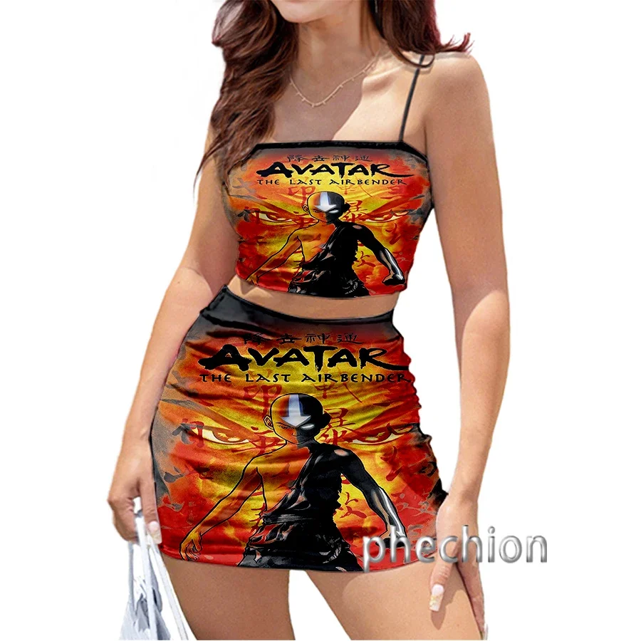 Phechion Fashion 3D Print Avatar L'Ultimo Airbender Women Club Outfit Sexy Sling Tube Top E Abito Corto 2 Pezzi Set Di Vestiti K22