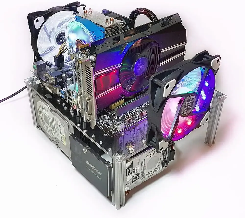 Caixa de Computador Empilhável do Chassi Aberto do pc Dissipação de Calor Placa-mãe Acrílica Banco de Teste Suporte Cpu Refrigeração a Água